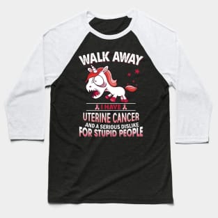 funny uterine cancer grumpy unicorn warrior Baseball T-Shirt